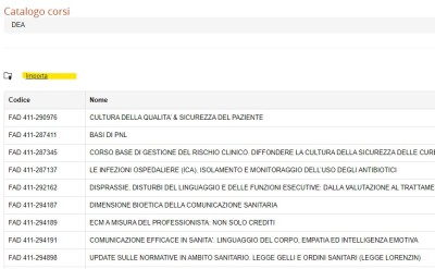 elenco dei corsi già nel catalogo, clicco su Importa
